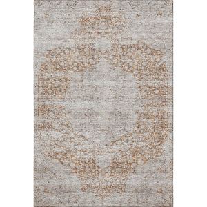HomeRoots 10' Copper and Beige Floral Medallion Area Rug - Washable, UV Protected, Perfect for Busy Homes! 686735