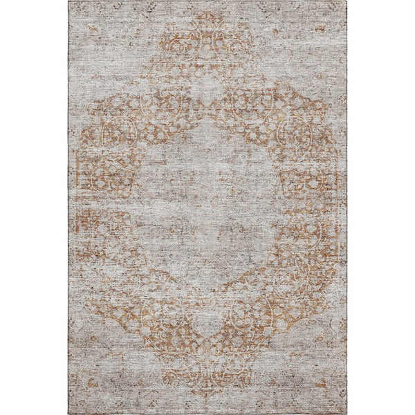 HomeRoots 10' Copper and Beige Floral Medallion Area Rug - Washable, UV Protected, Perfect for Busy Homes! 686735