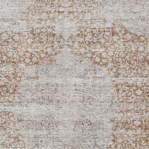 HomeRoots 10' Copper and Beige Floral Medallion Area Rug - Washable, UV Protected, Perfect for Busy Homes! 686735