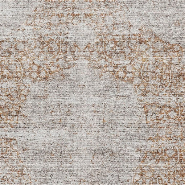 HomeRoots 10' Copper and Beige Floral Medallion Area Rug - Washable, UV Protected, Perfect for Busy Homes! 686735