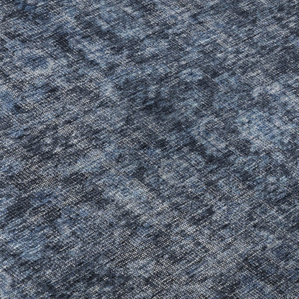 HomeRoots 8' X 10' Elegant Blue & Charcoal Damask Area Rug - Washable, UV Protected, Perfect for High-Traffic Areas 686739