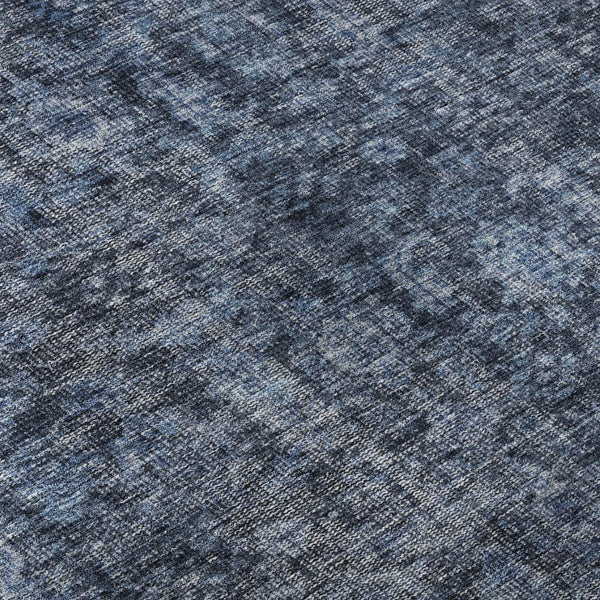 HomeRoots 8' X 10' Elegant Blue & Charcoal Damask Area Rug - Washable, UV Protected, Perfect for High-Traffic Areas 686739