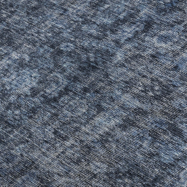 HomeRoots 9' X 12' Washable Blue & Charcoal Damask Area Rug – Stain Resistant, UV Protected, Perfect for Homes 686740
