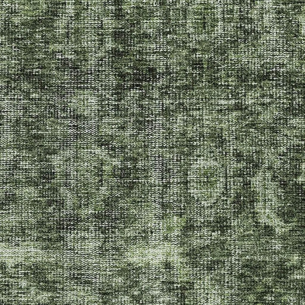 HomeRoots 5' X 8' Artichoke Green Damask Area Rug - Washable, UV-Protected, Perfect for Busy Homes & Style! 686743