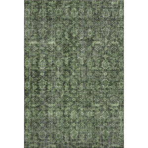HomeRoots 9' X 12' Artichoke Green & Gray Damask Washable Area Rug - Durable, Stylish, UV Protected Design 686746