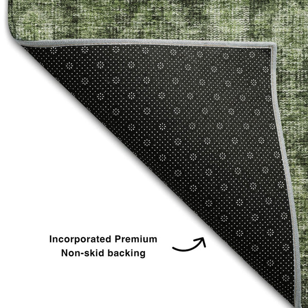 HomeRoots 9' X 12' Artichoke Green & Gray Damask Washable Area Rug - Durable, Stylish, UV Protected Design 686746