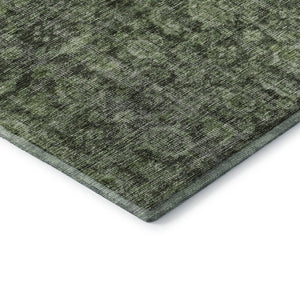 HomeRoots 9' X 12' Artichoke Green & Gray Damask Washable Area Rug - Durable, Stylish, UV Protected Design 686746