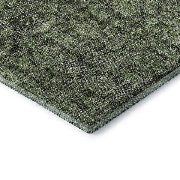 HomeRoots 9' X 12' Artichoke Green & Gray Damask Washable Area Rug - Durable, Stylish, UV Protected Design 686746