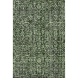 HomeRoots 9' X 12' Artichoke Green & Gray Damask Washable Area Rug - Durable, Stylish, UV Protected Design 686746