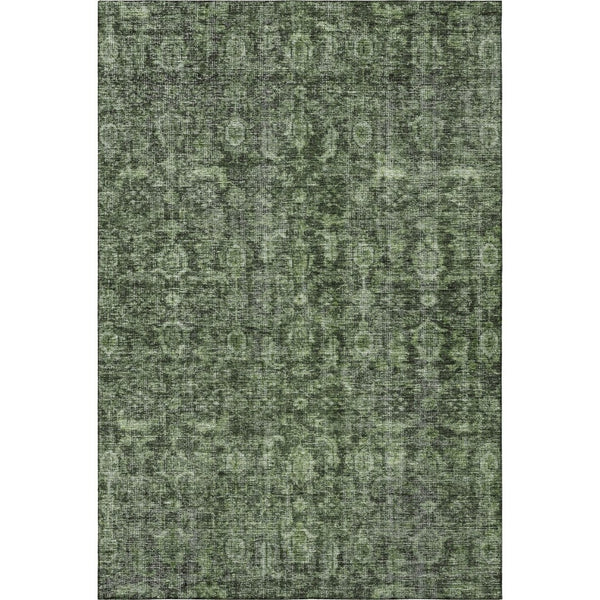 HomeRoots 9' X 12' Artichoke Green & Gray Damask Washable Area Rug - Durable, Stylish, UV Protected Design 686746