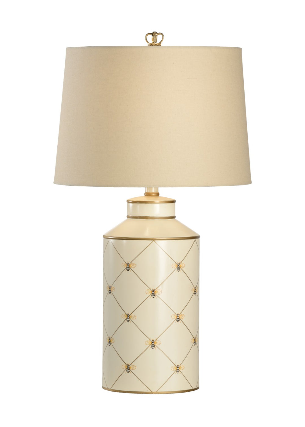 Chelsea House Queen Bee Hand-Painted Lamp With Gold Accents, 29" Elegant Cream Accent Lighting For Bedside & Console 68675