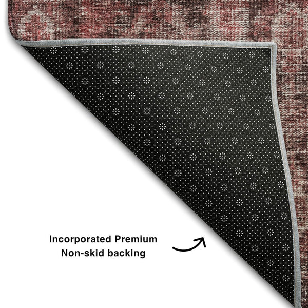 HomeRoots 9' X 12' Pink And Mauve Damask Rug - Elegant, Washable, UV-Protected, Perfect for Homes with Kids & Pets! 686752