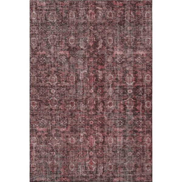 HomeRoots 10' X 14' Elegant Pink & Mauve Damask Area Rug - Washable, UV Protected, Stain Resistant Design 686753