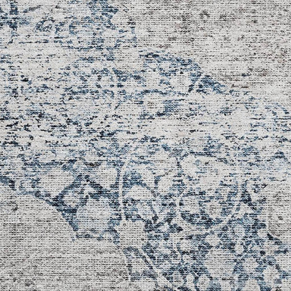 HomeRoots 5' X 8' Stylish Blue & Beige Medallion Area Rug - Washable, UV Protected, Ideal for High-Traffic Areas 686755