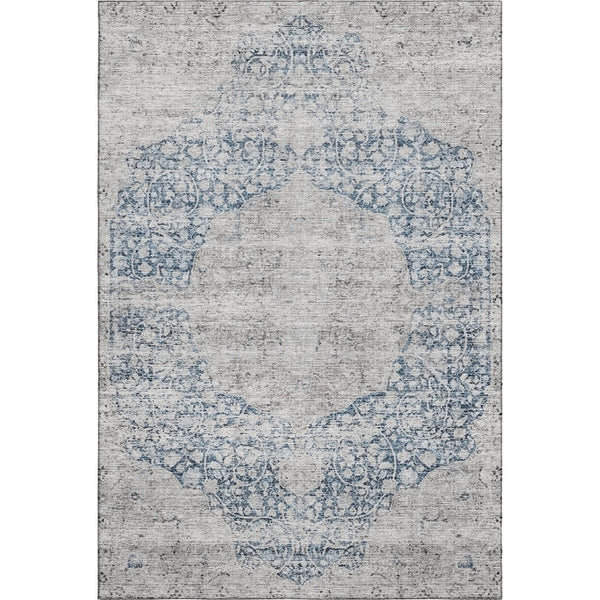 HomeRoots 8' X 10' Medallion Area Rug in Blue & Beige - Washable, UV Protected, Stain Resistant for Busy Homes 686757