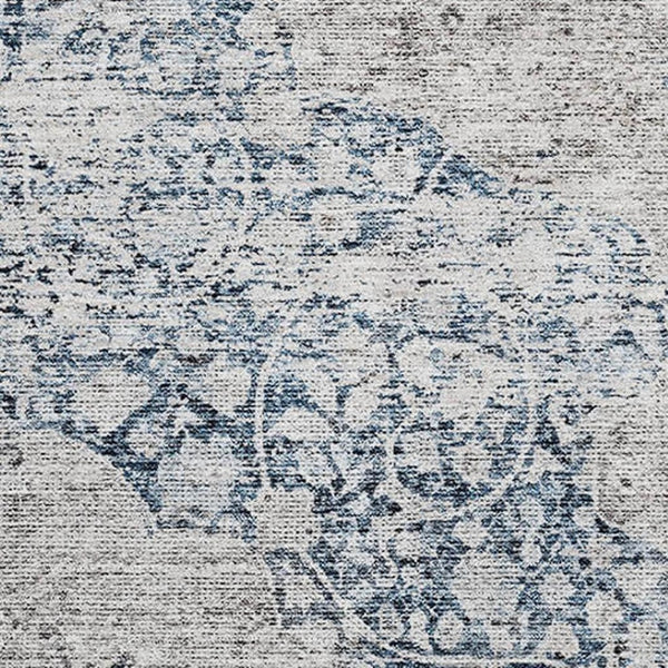 HomeRoots 8' X 10' Medallion Area Rug in Blue & Beige - Washable, UV Protected, Stain Resistant for Busy Homes 686757