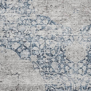 HomeRoots 8' X 10' Medallion Area Rug in Blue & Beige - Washable, UV Protected, Stain Resistant for Busy Homes 686757