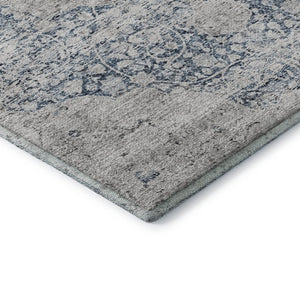 HomeRoots 9' X 12' Blue and Beige Medallion Area Rug - Washable, UV Protected, Durable Design for High Traffic Homes 686758