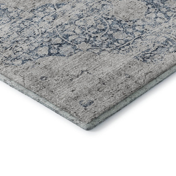 HomeRoots 9' X 12' Blue and Beige Medallion Area Rug - Washable, UV Protected, Durable Design for High Traffic Homes 686758
