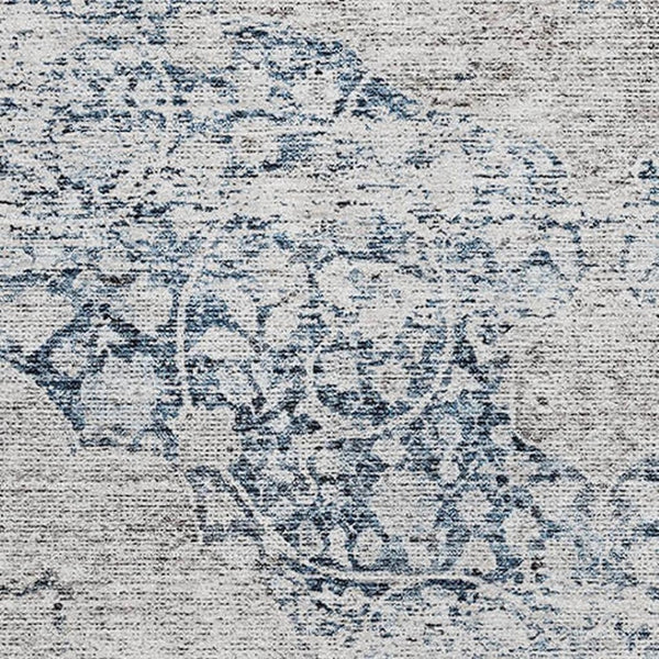 HomeRoots 9' X 12' Blue and Beige Medallion Area Rug - Washable, UV Protected, Durable Design for High Traffic Homes 686758