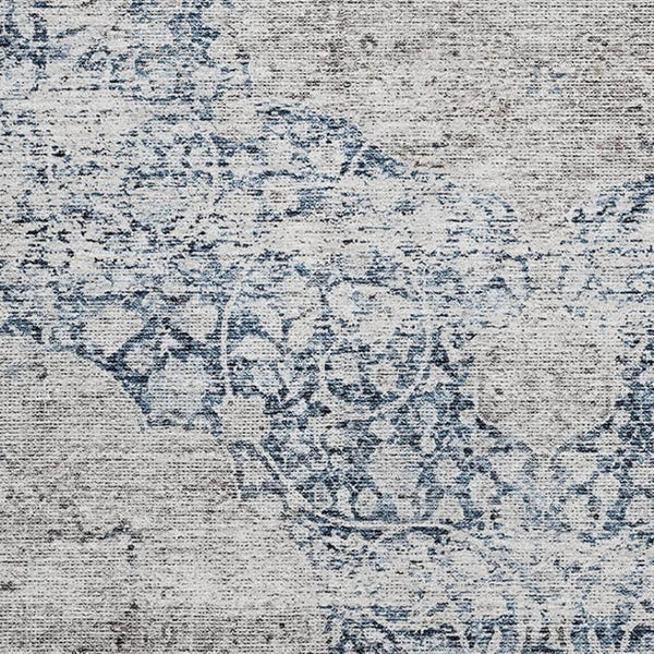 HomeRoots 9' X 12' Blue and Beige Medallion Area Rug - Washable, UV Protected, Durable Design for High Traffic Homes 686758