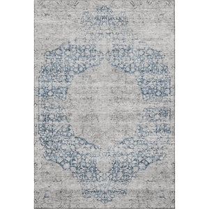 HomeRoots 10' Blue & Beige Medallion Area Rug - Washable, UV-Protected, Durable for Living Rooms & More! 686759