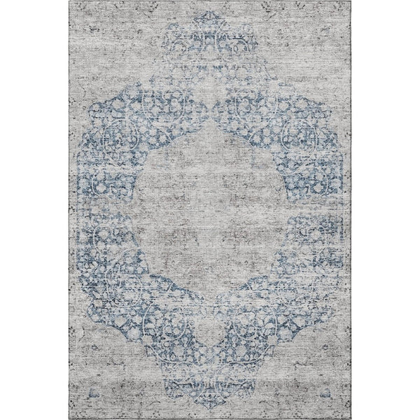HomeRoots 10' Blue & Beige Medallion Area Rug - Washable, UV-Protected, Durable for Living Rooms & More! 686759