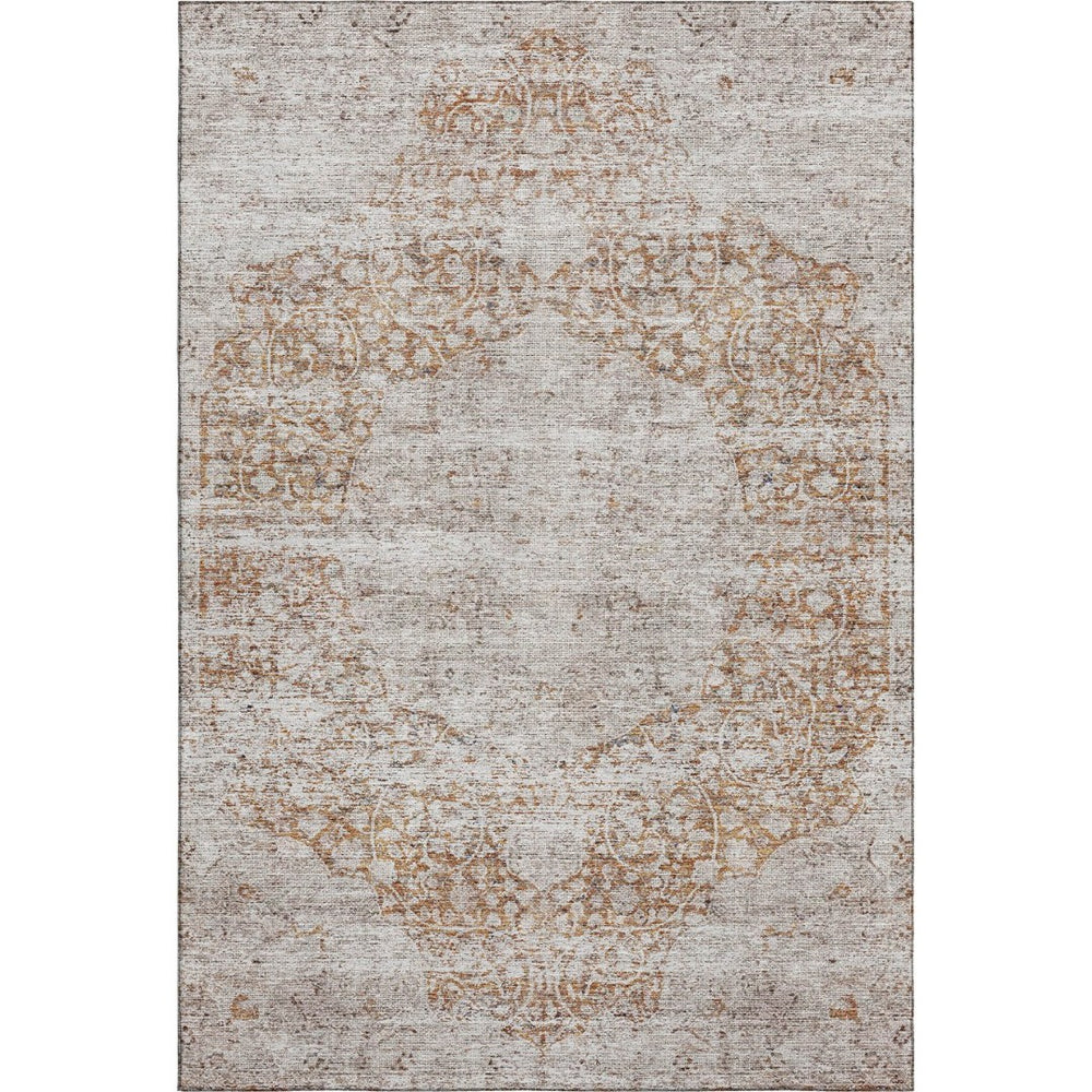 HomeRoots 5' X 8' Copper Medallion Area Rug - Washable, UV Protected, Stain Resistant for Stylish Homes 686761
