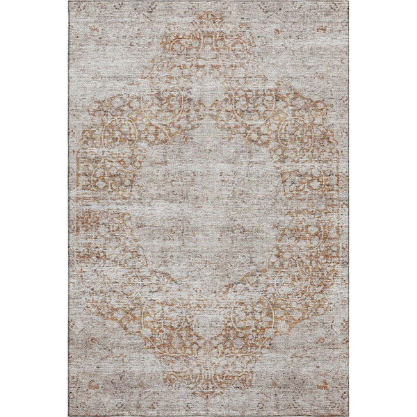 HomeRoots 5' X 8' Copper Medallion Area Rug - Washable, UV Protected, Stain Resistant for Stylish Homes 686761