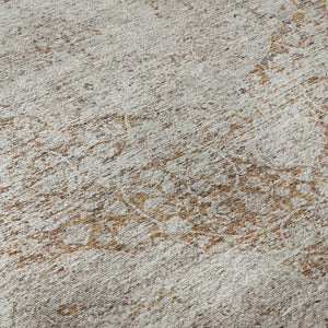 HomeRoots 8' Copper and Beige Medallion Round Rug - Washable, UV-Protected, Stain-Resistant for Family Homes 686762