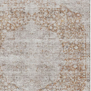 HomeRoots 8' X 10' Copper and Beige Medallion Area Rug - Washable, UV Protected, Stain Resistant for Homes 686763