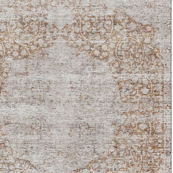 HomeRoots 8' X 10' Copper and Beige Medallion Area Rug - Washable, UV Protected, Stain Resistant for Homes 686763