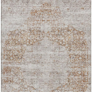 HomeRoots 8' X 10' Copper and Beige Medallion Area Rug - Washable, UV Protected, Stain Resistant for Homes 686763