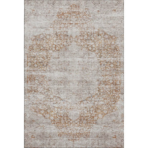 HomeRoots 9' X 12' Elegant Copper and Beige Medallion Area Rug with Stain Resistance and UV Protection 686764