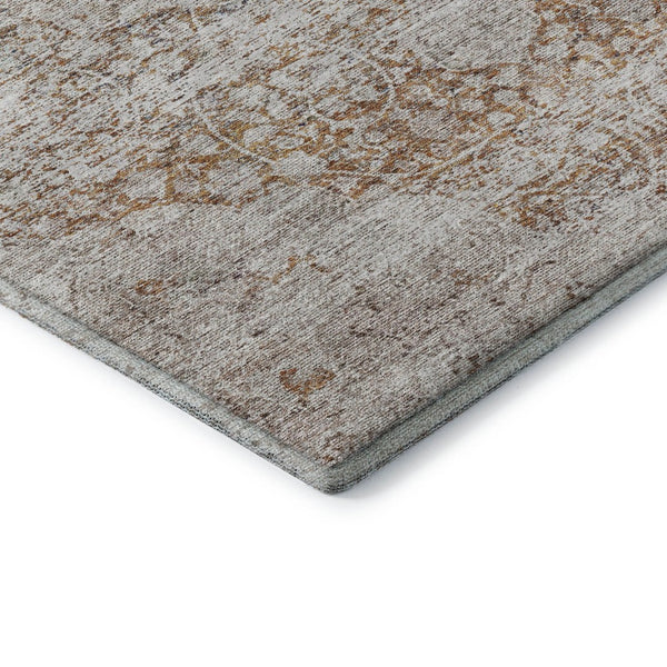 HomeRoots 9' X 12' Elegant Copper and Beige Medallion Area Rug with Stain Resistance and UV Protection 686764