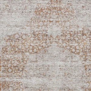 HomeRoots 9' X 12' Elegant Copper and Beige Medallion Area Rug with Stain Resistance and UV Protection 686764