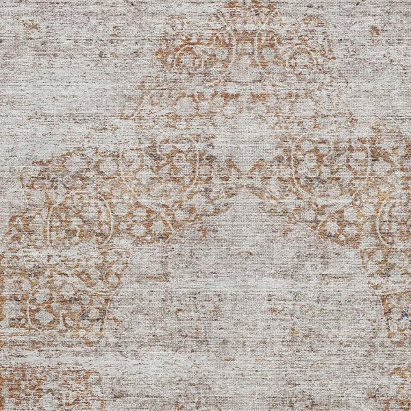 HomeRoots 9' X 12' Elegant Copper and Beige Medallion Area Rug with Stain Resistance and UV Protection 686764