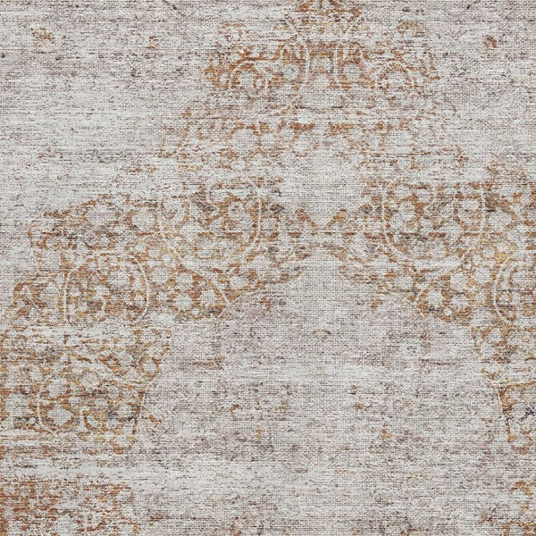 HomeRoots 10' X 14' Copper and Beige Medallion Area Rug – Durable, Washable, UV-Protected for Family Spaces 686765