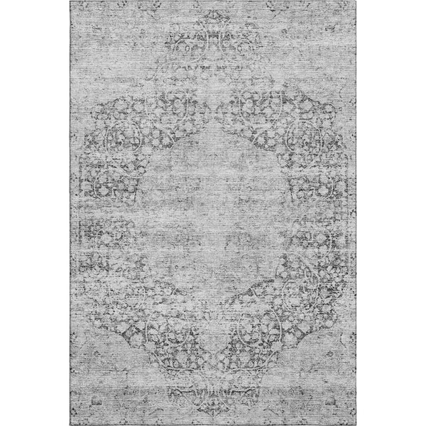 HomeRoots 10' X 14' Gray Silver Medallion Washable Area Rug - Stain-Resistant, UV Protected, Perfect for Homes 686771