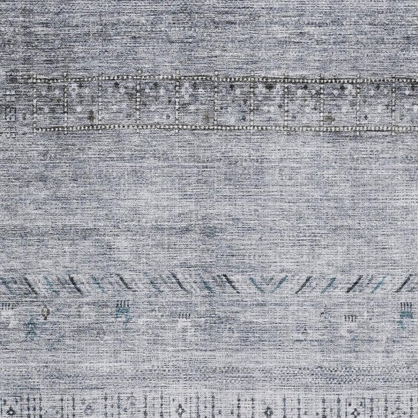 HomeRoots 8' X 10' Stylish Blue, Brown & Silver Geometric Washable Area Rug with UV Protection for Busy Homes 686775