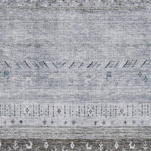 HomeRoots 9' X 12' Modern Blue, Brown & Silver Geometric Area Rug – Washable, UV-Protected & Pet-Friendly! 686776