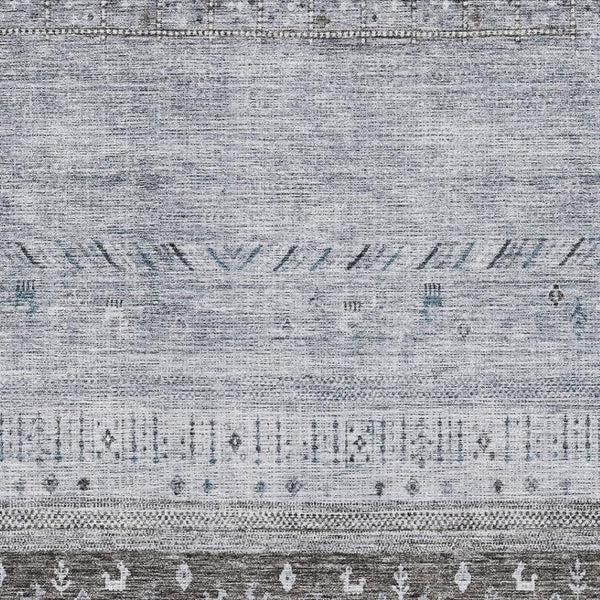 HomeRoots 9' X 12' Modern Blue, Brown & Silver Geometric Area Rug – Washable, UV-Protected & Pet-Friendly! 686776