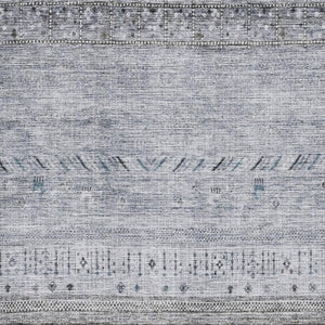 HomeRoots 10' X 14' Geometric Washable Area Rug in Blue, Brown & Silver - UV Protected, Stain-Resistant Design 686777