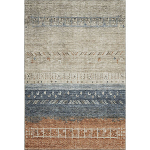 HomeRoots 9' Geometric Washable Area Rug in Brown, Beige & Navy - UV Protected, Stain-Resistant & Durable! 686782
