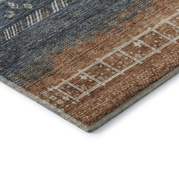 HomeRoots 9' Geometric Washable Area Rug in Brown, Beige & Navy - UV Protected, Stain-Resistant & Durable! 686782
