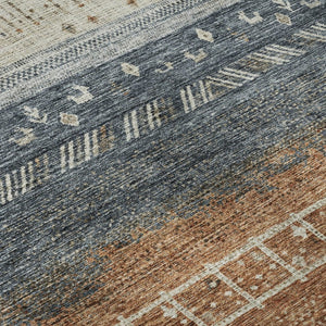 HomeRoots 9' Geometric Washable Area Rug in Brown, Beige & Navy - UV Protected, Stain-Resistant & Durable! 686782