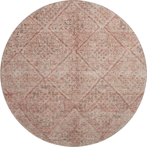 HomeRoots 8' Pink and Beige Moroccan Round Rug - Washable, UV Protected, Durable for High-Traffic Areas 686786