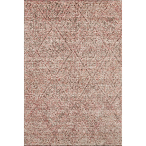 HomeRoots 8' X 10' Pink and Beige Moroccan Area Rug - Washable, UV-Protected, Soft, Durable Design for Homes 686787