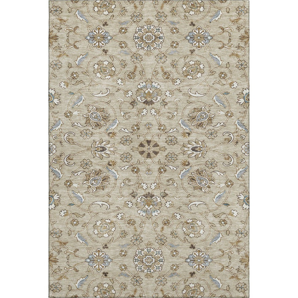 HomeRoots 5' X 8' Moroccan Washable Area Rug in Beige, Gray & Ivory - Stain-Resistant with UV Protection 686791