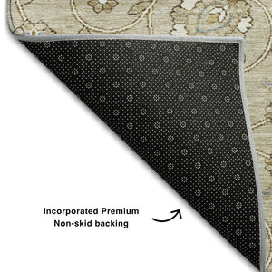 HomeRoots 5' X 8' Moroccan Washable Area Rug in Beige, Gray & Ivory - Stain-Resistant with UV Protection 686791